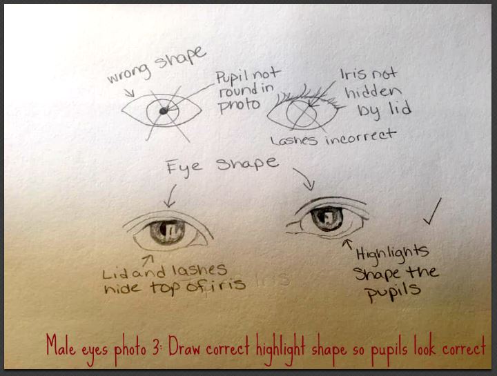 male eye correct highlight drawing